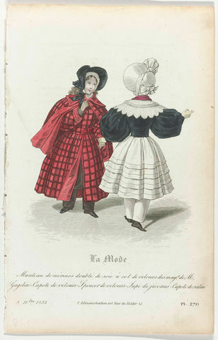 La Mode, 8 October 1832, Pl. 270 : Manteau de mérinos (...), anonymous, 1832 Canvas Print