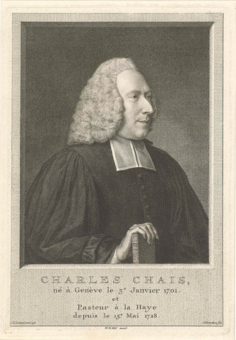 Portrait of Charles Chais, Jacob Houbraken, 1756 - 1779 Canvas Print