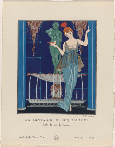 Gazette du Bon Ton. Art – Fashion & Frivolities: Evening Attire, George Barbier, 1914 Canvas Print