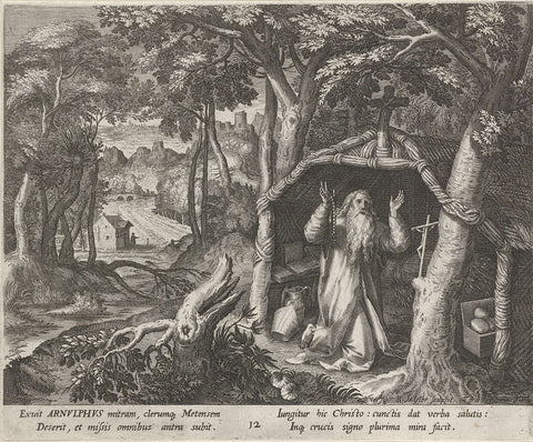 Saint Arnold of Metz as hermit, Raphaël Sadeler (I), 1598 Canvas Print