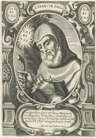 Portrait of Saint Francis of Paola, Michel of Lochom, 1611- 1647 Canvas Print