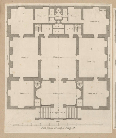 Map of the basement of the Villa Grimaldi in Genoa, Nicolaes Ryckmans, 1622 Canvas Print