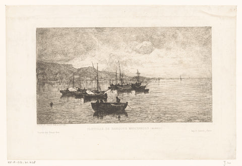 Fishing boats in a bay, Jacques Barthélemy Appian (Adolphe), 1872 Canvas Print