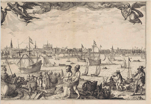 Profile of Amsterdam, seen from the IJ (plate 3), Claes Jansz. Visscher (II), 1611 Canvas Print