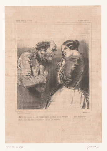 Vader moppert op zijn dochter, Paul Gavarni, 1846 Canvas Print
