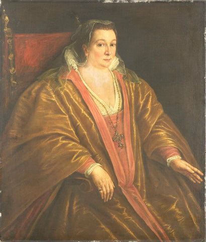 Portrait of a Woman, probably Morosina Morosini, Wife of Marino Grimani, the Doge of Venice, Leandro Bassano (workshop of), 1590 - 1600 Canvas Print