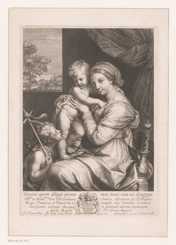 Mary with child standing on her lap and John the Baptist, François de Poilly (I), 1632 - 1693 Canvas Print