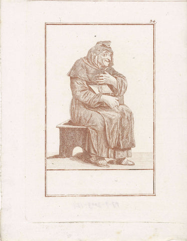 Monk with money chest on his lap, Jacob Gole (attributed to), 1724 Canvas Print