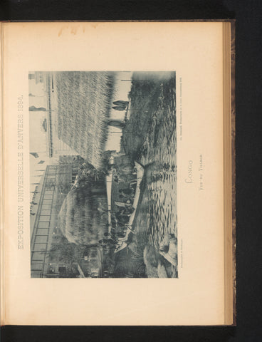 Men in a rowing boat in a reconstructed Congolese village at the Antwerp World's Fair in 1894, Charles Bernhoeft, 1894 Canvas Print