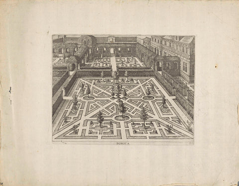 Garden with central first floor and diagonal paths, Hans Vredeman de Vries, c. 1635 - c. 1640 Canvas Print