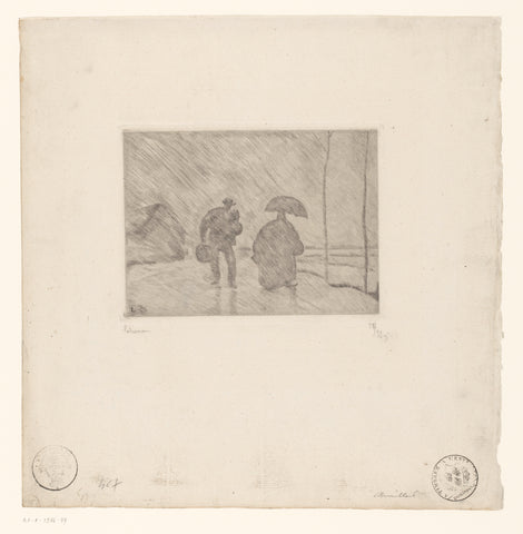 Two figures in a downpour, Jean Emile Laboureur, 1932 Canvas Print