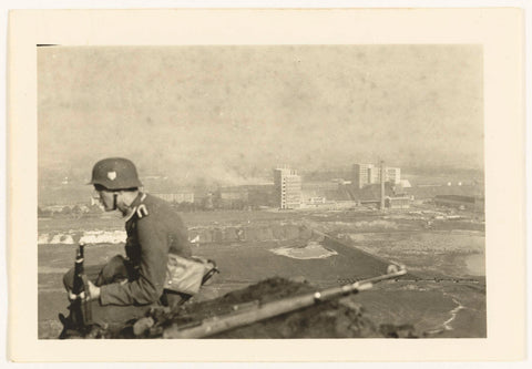 Wehrmacht soldier on the stone mountain of the Maurits State Mine in Geleen-Lutterade, anonymous, 1940 Canvas Print