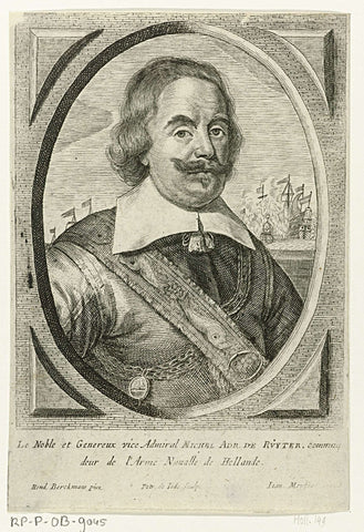 Portrait of Admiral Michiel Adriaansz. de Ruyter, Pieter de Jode (II), 1628 - 1670 Canvas Print