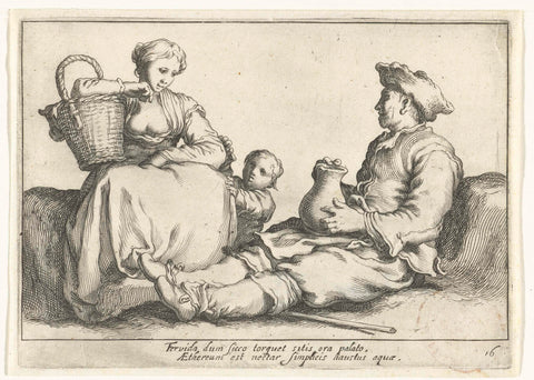 Two peasants, Cornelis Bloemaert (II), after c. 1625 Canvas Print