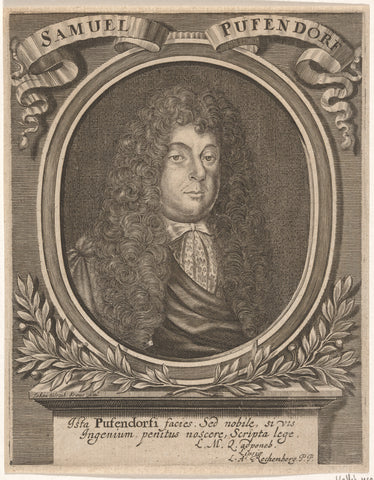 Portret van Samuel von Pufendorf, Johann Ulrich Kraus, 1665 - 1719 Canvas Print