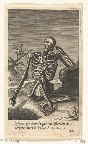 Child in skeleton of death crawled, Boetius Adamsz. Bolswert, 1624 Canvas Print