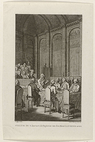 Willem V shows the papers of Laurens, 1780, Reinier Vinkeles (I), 1787 Canvas Print