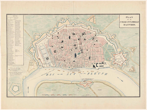 Map of Antwerp and the Citadel, 1830, anonymous, 1830 - 1831 Canvas Print