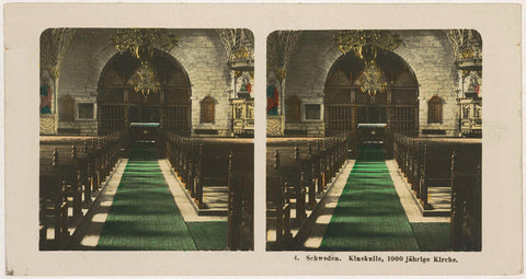 Interior of Husaby kyrka, the church of Husaby, BW, 1898 - 1935 Canvas Print