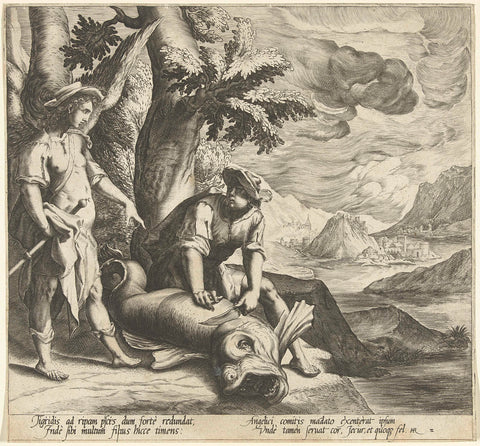 Tobias catches the big fish, Zacharias Dolendo (attributed to), c. 1590 Canvas Print