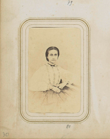 Portrait of a woman with a white blouse and updo, anonymous, c. 1860 - c. 1880 Canvas Print