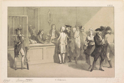 Payment of assignats, 1795, Clemens Prosper Schreurs, 1853 - 1861 Canvas Print