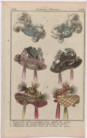 Journal des Dames et des Modes, Costumes Parisiens, 31 December 1826, (2467): 1, Toques de velours (...), anonymous, 1826 Canvas Print