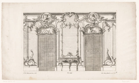 Wall layout with doors, anonymous, 1748 - 1753 Canvas Print