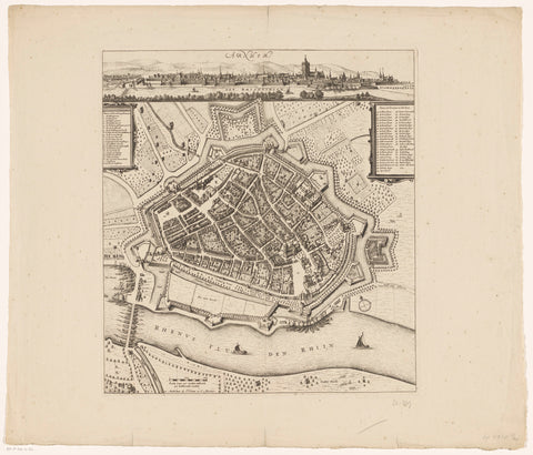 Map and cityscape of Arnhem, anonymous, 1721 - 1774 Canvas Print