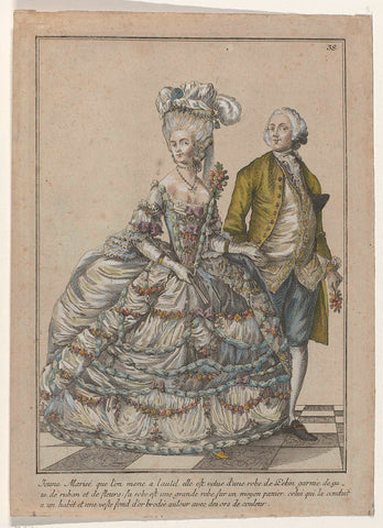 Gallery des Modes et Costumes Français, 1785, no. 38, Copy after Y 133 : Jeune Mariée que l'on mene a l'autel (...)., Johann Martin Will, c. 1785 Canvas Print