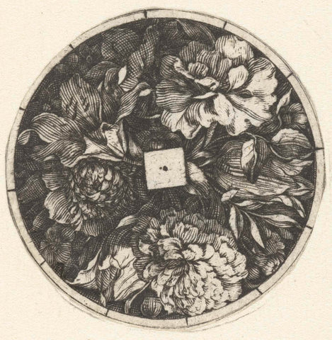 Medallion with flowers, Jacques Vauquer, 1631 - 1686 Canvas Print