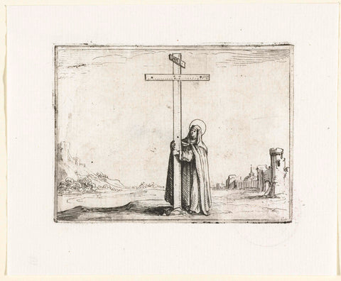 Female holy one at the cross, Jacques Callot, 1621 - 1635 Canvas Print