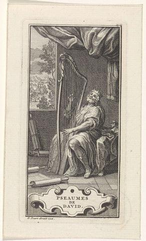 David bespeelt zijn harp, Bernard Picart (workshop of), 1728 Canvas Print