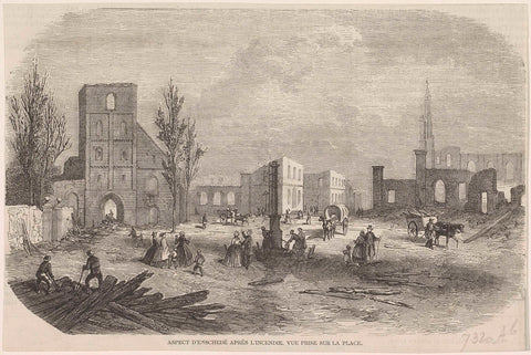 Ruins after the fire at Enschedé, 7 May 1862, Monogrammist PB (wood engraver), 1862 Canvas Print