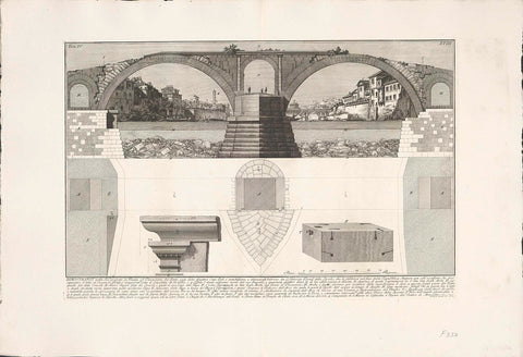 Pons Fabricius te Rome, Giovanni Battista Piranesi, c. 1756 - c. 1757 Canvas Print