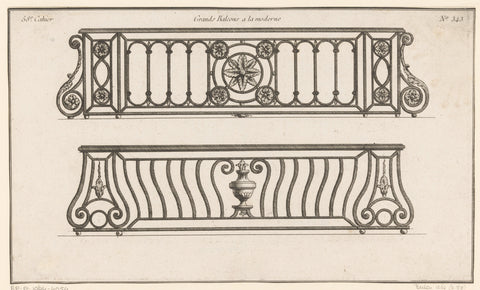 Fences with floral motifs and vase, Jean Pelletier (possibly), 1772 - 1779 Canvas Print