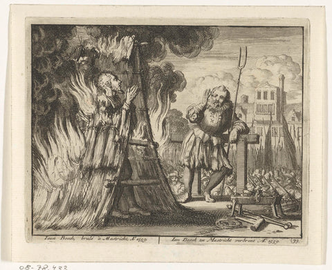 Jan Bosch in Maastricht burned, 1559, Jan Luyken, 1683 - 1685 Canvas Print