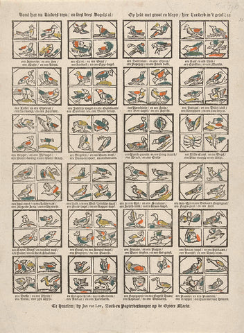 Komt hier nu Kinders reyn / en lees dees Vogels al / Gy have met groot en kleyn / hier honderd in 't getal., Jan van Lee, 1739 - 1786 Canvas Print