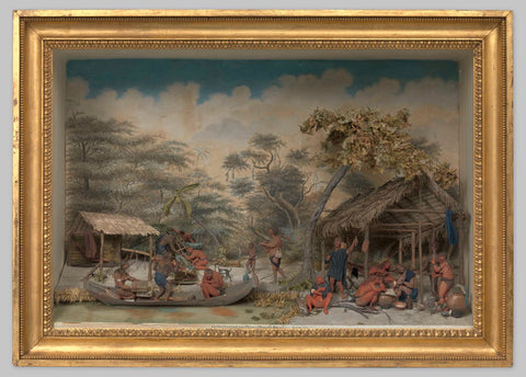 Diorama of a Carib Camp, Gerrit Schouten, 1810 Canvas Print