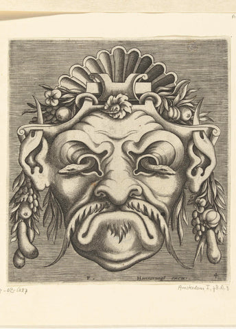 Mask with two snakes looking out of the eye sockets, Frans Huys, c. 1600 - c. 1650 Canvas Print