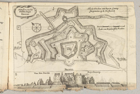 Map and profile of the House in Gennep, 1641, Crispijn van de Passe (II), 1641 Canvas Print