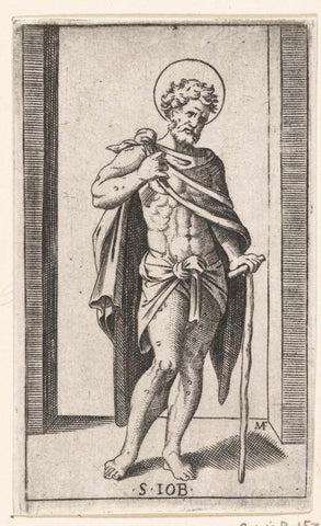 Holy Job with sores on his body, Marcantonio Raimondi, 1500 - 1575 Canvas Print