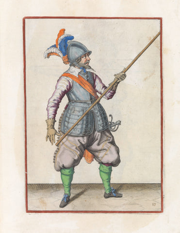 Soldier carrying his skewer with his left hand at his right side, the tip pointed diagonally upwards, Jacob de Gheyn (II) (workshop or), c. 1597 - 1607 Canvas Print