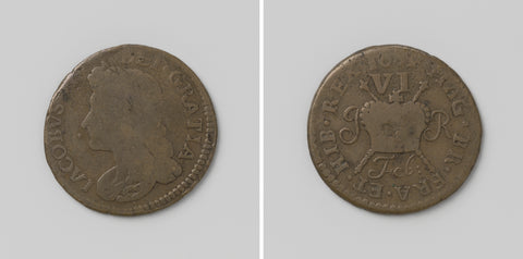 Six pennies, James II, King of England, emergency coin from February 1689, anonymous, 1689 Canvas Print