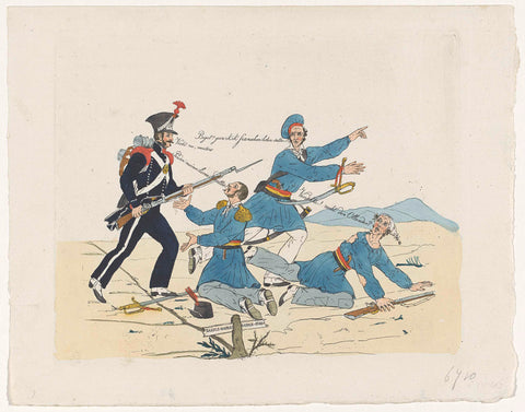 Cartoon on the battles with the Belgians at Baarle-Nassau, 1831, anonymous, 1831 Canvas Print