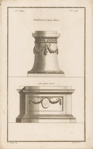 Two pedestals with garlands, Jean Pelletier, 1772 - 1779 Canvas Print