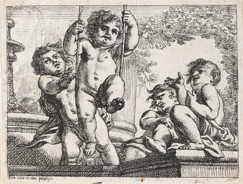 Rocking children, Cornelis Schut (I), 1618 - 1655 Canvas Print