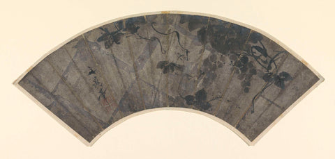 Fan Leaf with Grapes and Vines, Tani Buncho, c. 1800 - c. 1900 Canvas Print