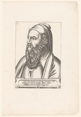 Portret van Pythagoras, René Boyvin, 1566 Canvas Print