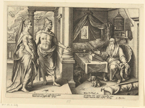 Juno and Jupiter consult Tiresias, Hendrick Goltzius (workshop or), 1615 Canvas Print